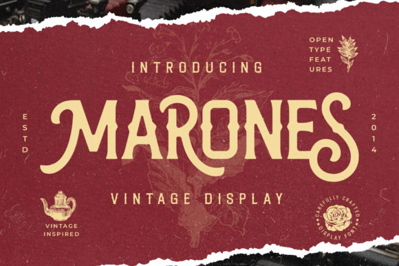 Marones: A Bold Display Font with Inky Character